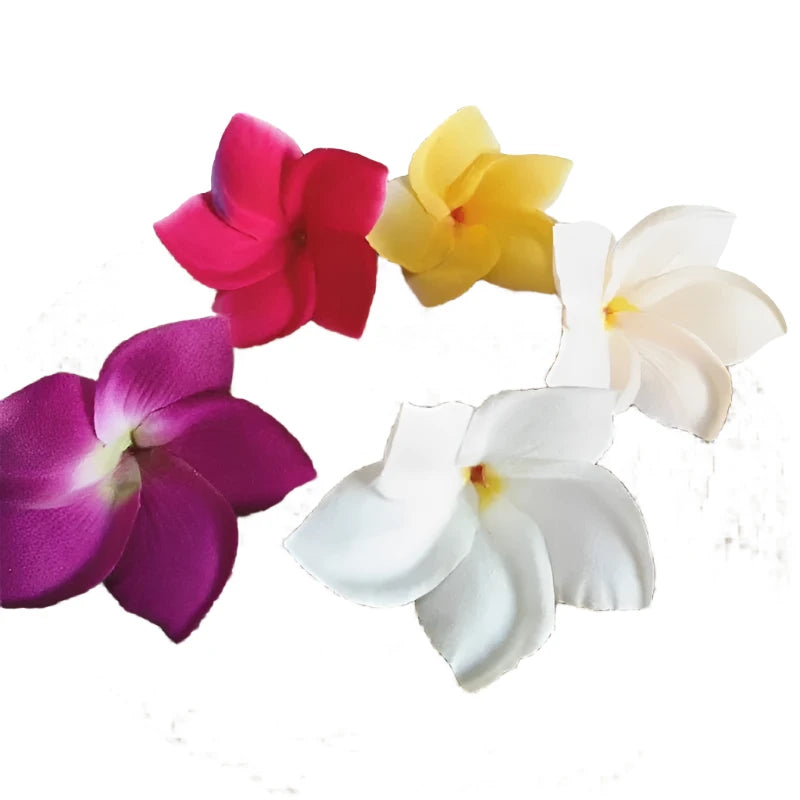 100Pcs Silk Frangipane Frangipani Flower Heads 6Cm 9Cm Artificial Tropical Hibiscus Flower Heads