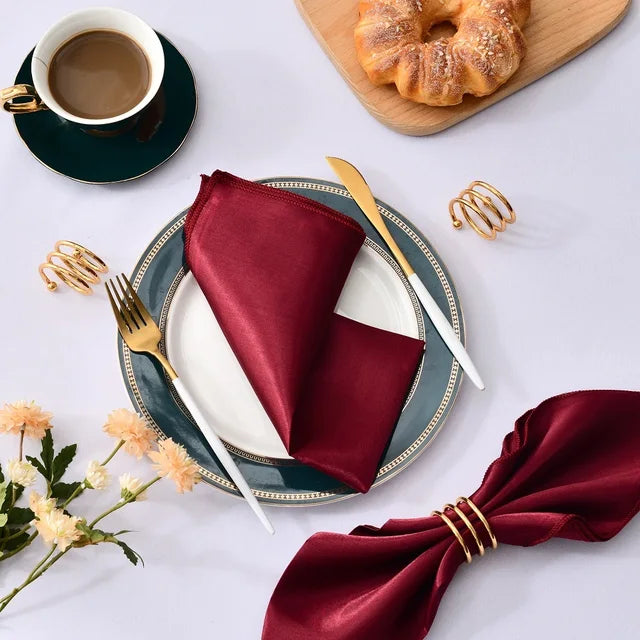 10Pcs Wedding Napkins Satin Polyester Napkin 43*43Cm Handkerchief Cloth Diner Banquet Wedding Party Birthday Home Table Decor