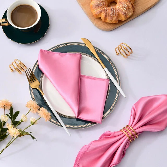 10Pcs Wedding Napkins Satin Polyester Napkin 43*43Cm Handkerchief Cloth Diner Banquet Wedding Party Birthday Home Table Decor