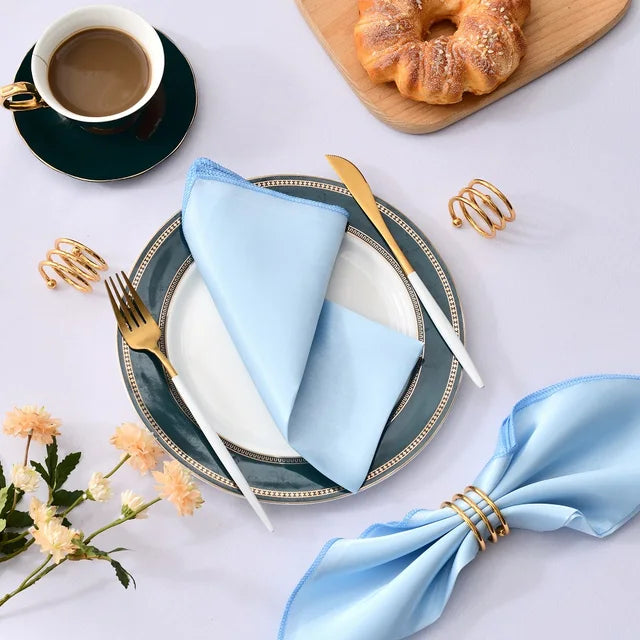 10Pcs Wedding Napkins Satin Polyester Napkin 43*43Cm Handkerchief Cloth Diner Banquet Wedding Party Birthday Home Table Decor