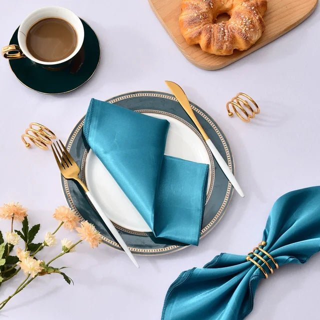 10Pcs Wedding Napkins Satin Polyester Napkin 43*43Cm Handkerchief Cloth Diner Banquet Wedding Party Birthday Home Table Decor