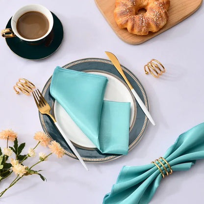 10Pcs Wedding Napkins Satin Polyester Napkin 43*43Cm Handkerchief Cloth Diner Banquet Wedding Party Birthday Home Table Decor