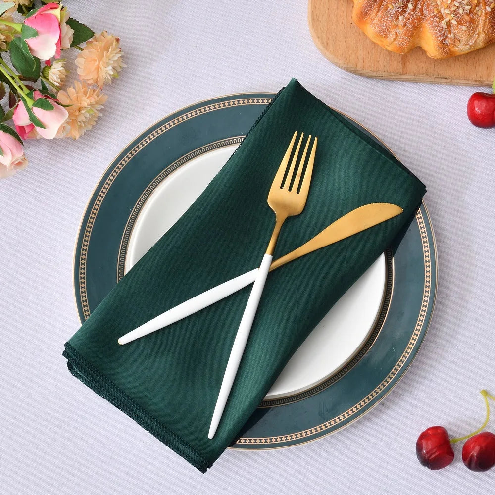 10Pcs Wedding Napkins Satin Polyester Napkin 43*43Cm Handkerchief Cloth Diner Banquet Wedding Party Birthday Home Table Decor