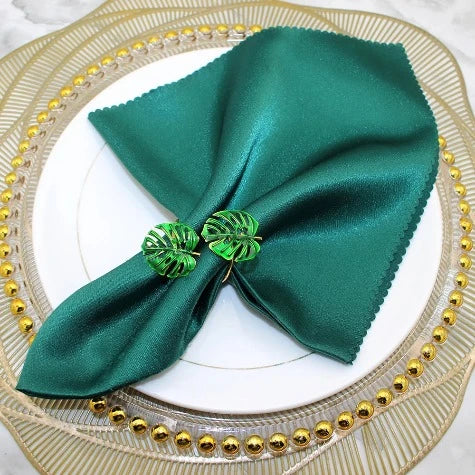 12Pcs New Palm Leaf Napkin Rings Green Leaves Napkin Holder Rings for Thanksgiving Wedding Christmas Dinning Table Decor HWL55