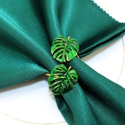 12Pcs New Palm Leaf Napkin Rings Green Leaves Napkin Holder Rings for Thanksgiving Wedding Christmas Dinning Table Decor HWL55