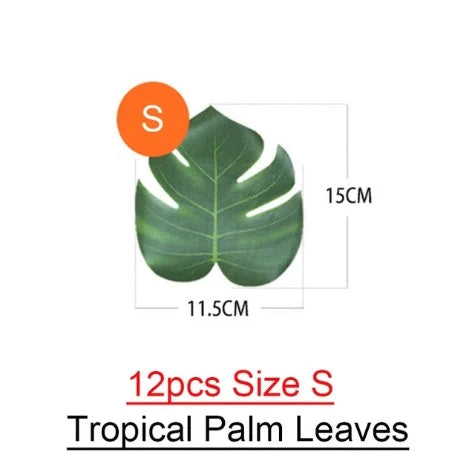 12Pcs Tropical Palm Leaves Artifici Leaf Decor Wedding Decoration Green Jungle Plant Leaf Hawaiian Luau Home Party Decoration