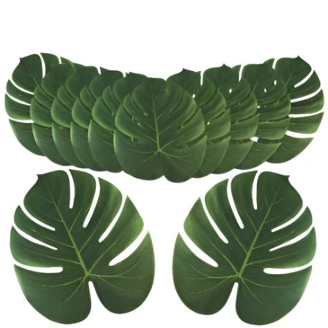 12Pcs Tropical Palm Leaves Artifici Leaf Decor Wedding Decoration Green Jungle Plant Leaf Hawaiian Luau Home Party Decoration