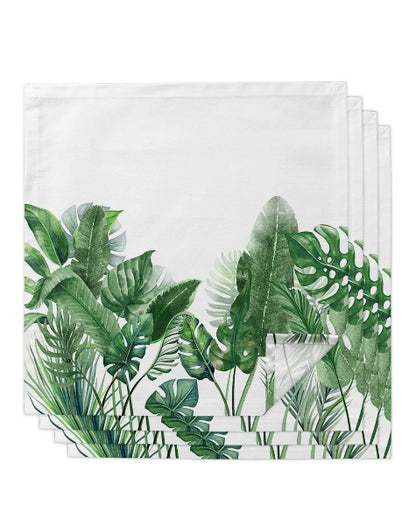 Tropical Plant Leaves Table Napkins Cloth Set Handkerchief Wedding Party Placemat Xmas Banquet Tea Napkins