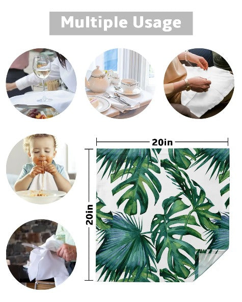 4/6/8Pcs Classic Palm Leaves Tropical Jungle Kitchen Napkin Table Napkins Dinner Napkins for Wedding Banquet Party Decoration