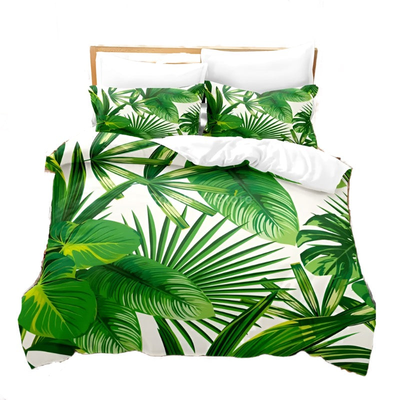 Fashion Green Tropical Leaf Bedding Set 3D Duvet Cover Sets Comforter Bed Linen Twin Queen King Single Size Kids Plants Gift