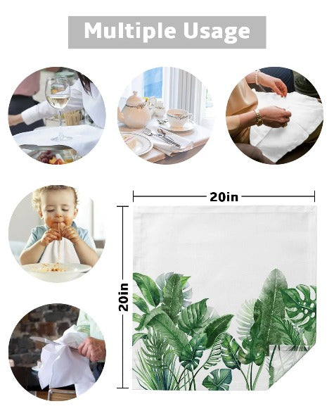 Tropical Plant Leaves Table Napkins Cloth Set Handkerchief Wedding Party Placemat Xmas Banquet Tea Napkins