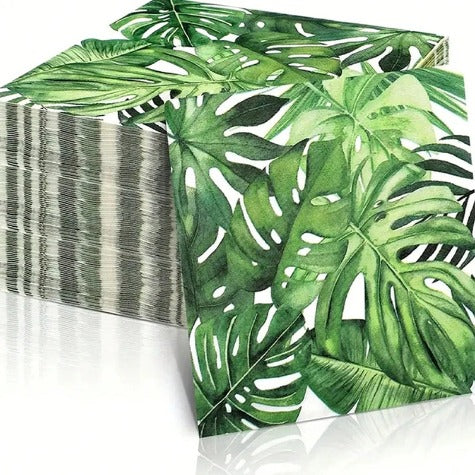 20-Piece Tropical Palm Leaf Napkin Disposable Hawaiian Foliage Paper Napkin, Holiday Wedding Birthday Party Decorations