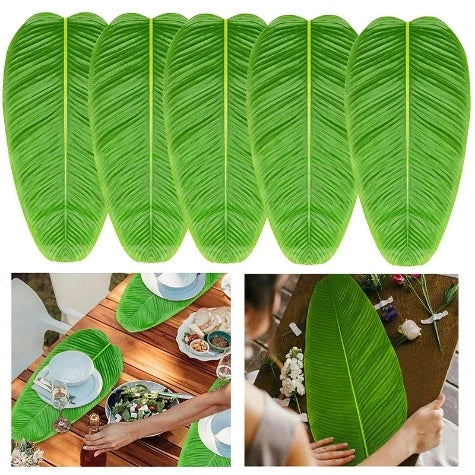 Artificial Banana Leaves Table Decoration Waterproof Palm Tree Leaves Faux Lotus Leaf Hawaiian Party Home Table Runner Place Mat