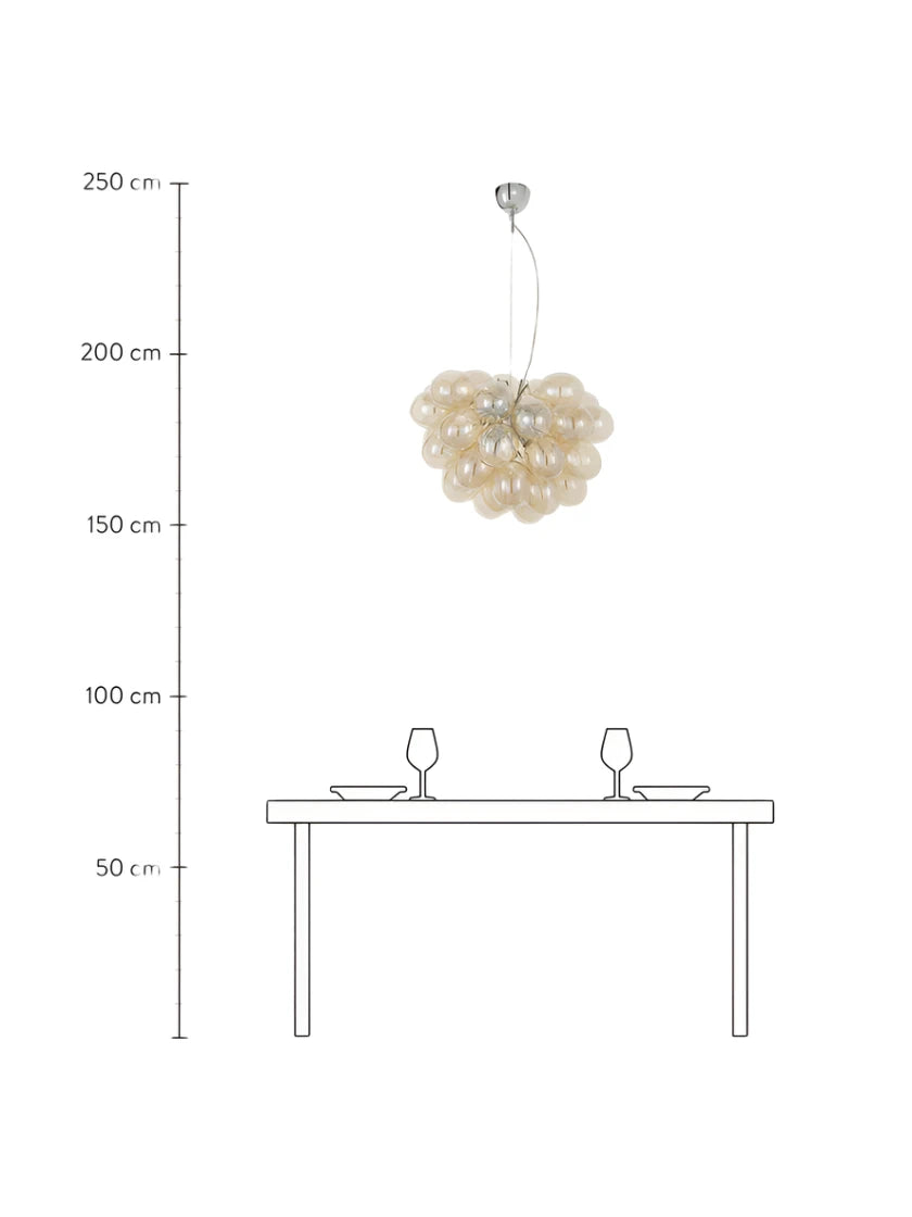 Oval Glass Globe Pendant Lamp - Beige