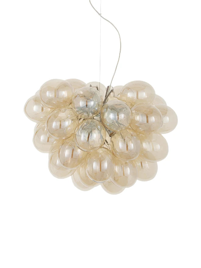 Oval Glass Globe Pendant Lamp - Beige