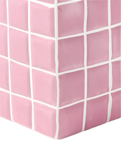 Tile Vase Design - Pink - H 21 cm