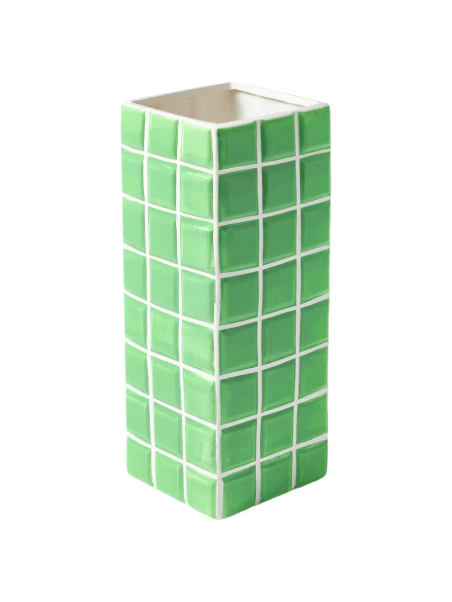 Tile Vase Design  - Green - H 21 cm