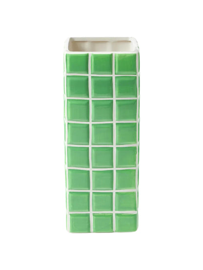 Tile Vase Design  - Green - H 21 cm