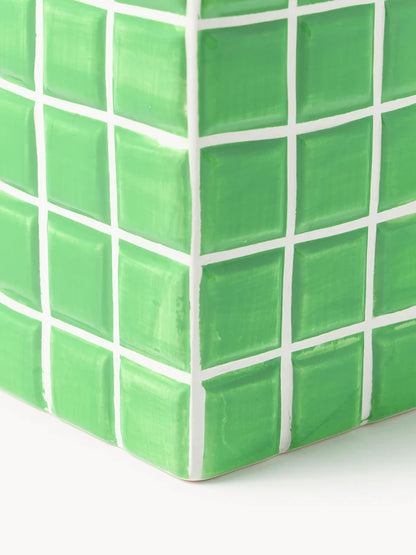 Tile Vase Design  - Green - H 21 cm