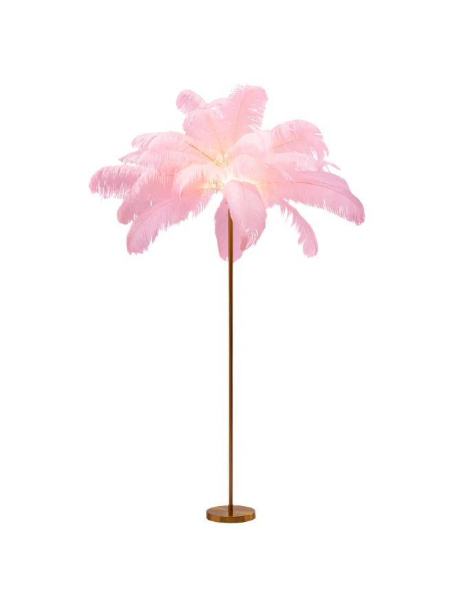 Feather Palm Floor Lamp - Pink