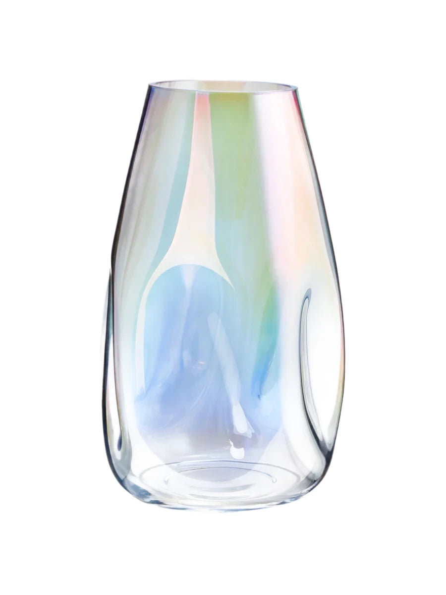 Large Lester Mouth-Blown Glass Vase - Rainbow - H 35 cm