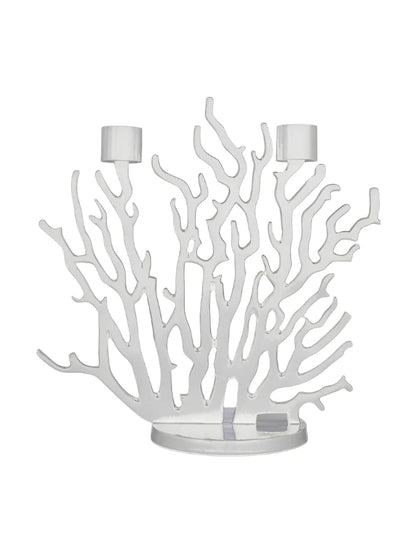 Candelabro con forma de arrecife de coral, color blanco