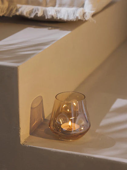 Handmade Tealight Lustre Holder Set - Ochre