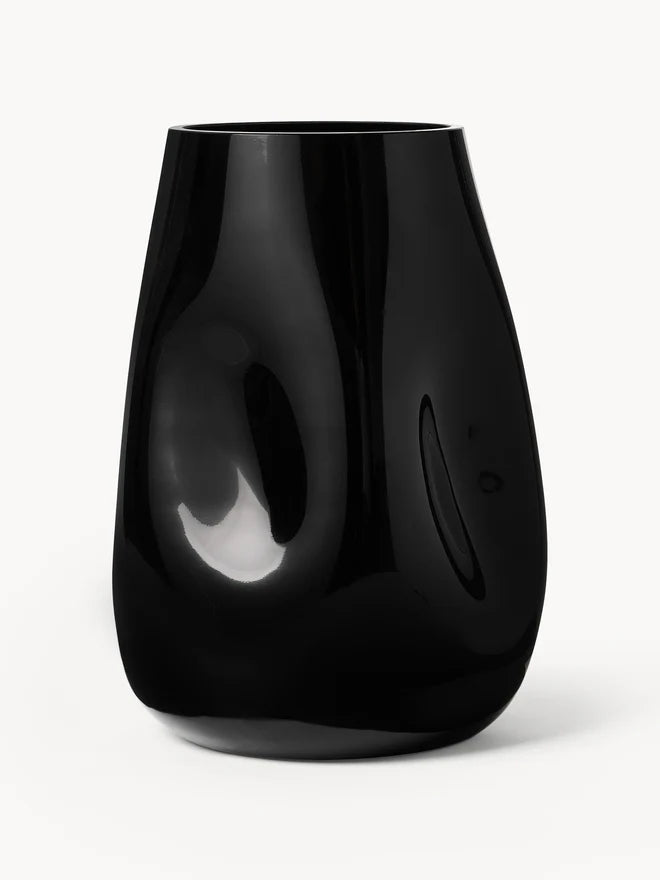 Obsidian Mouth-Blown Glass Vase - H 26 cm