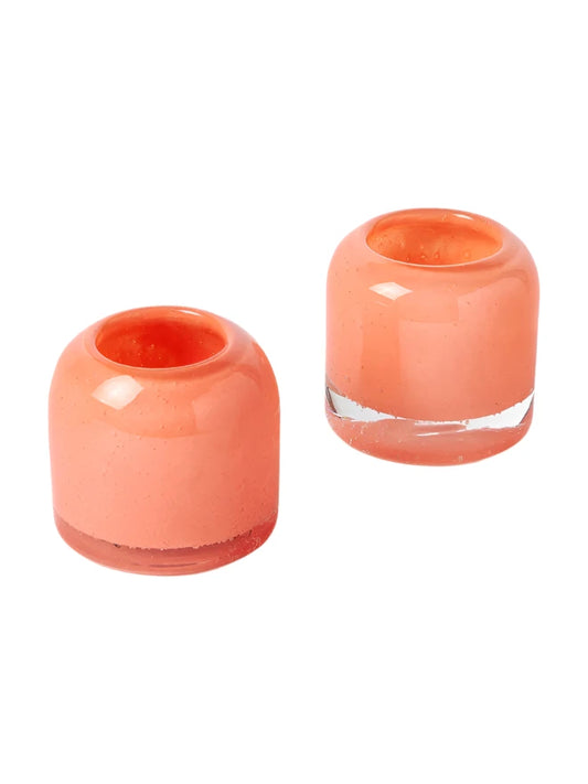 Set of 2 Dalli Hand-Blown Tealight Holders - Peach