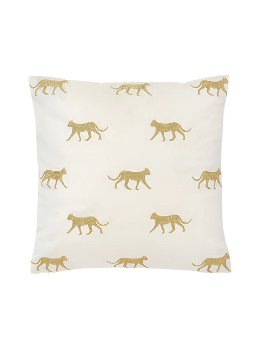 Embroidered Cushion Cover Cheetah- Off White