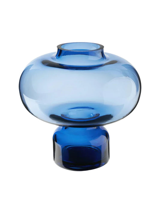 Nicolette Mouth-Blown Vase - Blue - H 20 cm