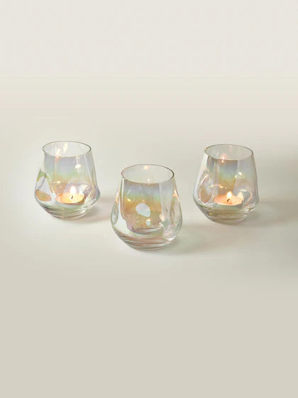 Handmade Rainbow Tealight Holders Set - Iridescent