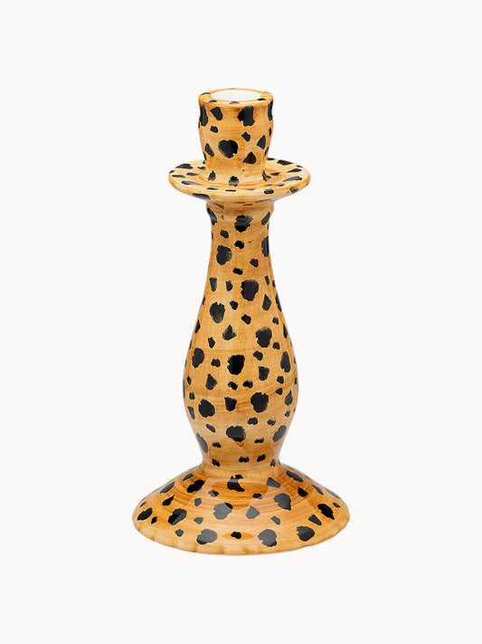 Hand painted candlestick Cheetah