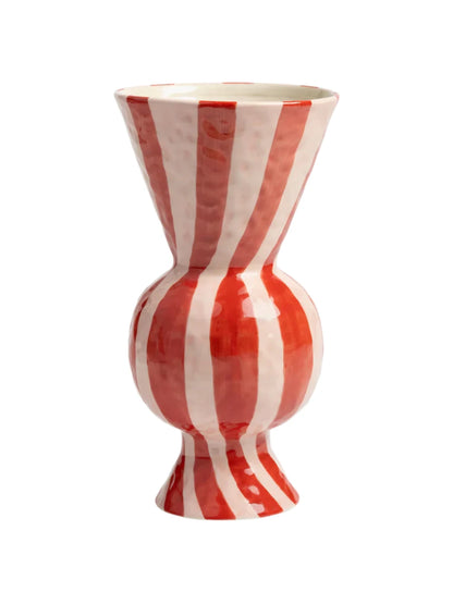 Rhombic Hand-Painted Vase - Red - H 30 cm