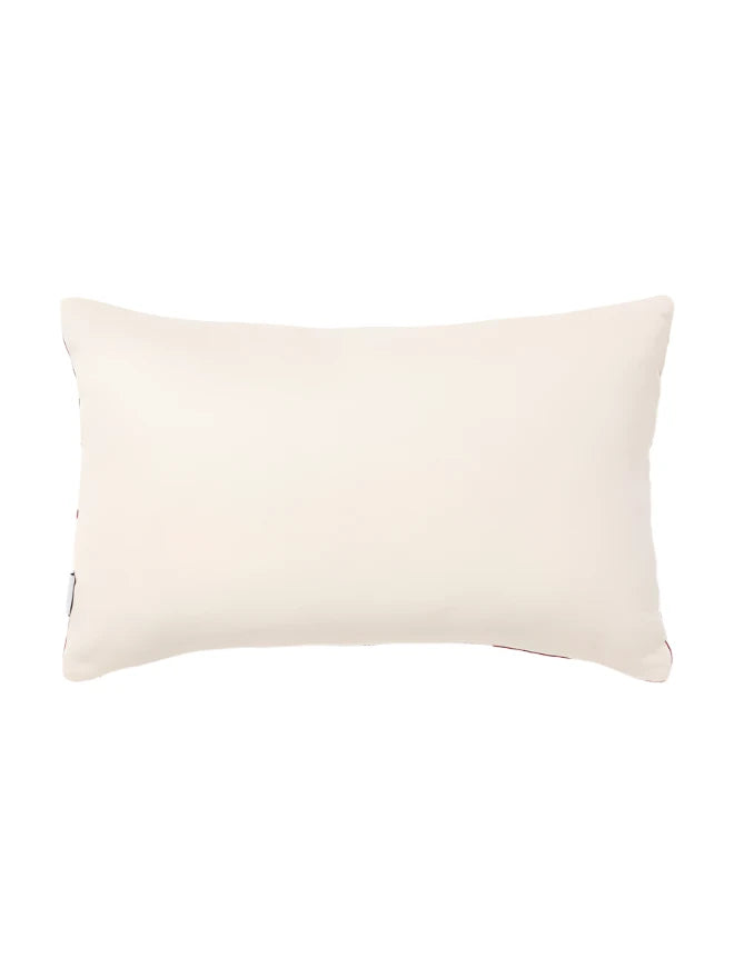 Les Ottomans' Velours Abstract Cushion Cover - Light beige & Red