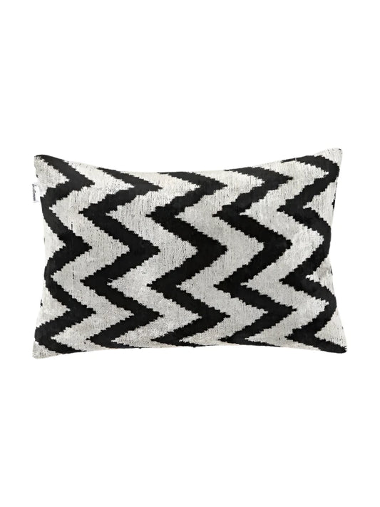 Les Ottomans' Velours Abstract Cushion Cover - Black