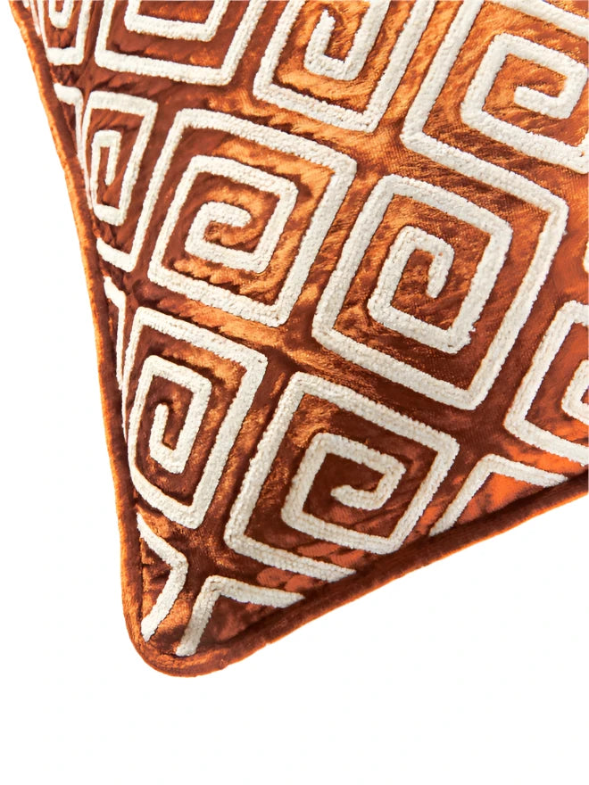 Cushion Cover Selene with Chenille Embroidery - Terracota