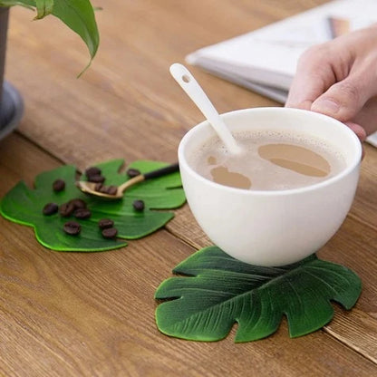 GREEN LEAVES Cup Coasters 6PCS