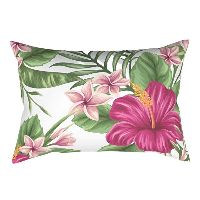 Hot Sale Tropical Flowers Plants Bed Pillow Case Travel Bedroom Pillow Cover Rectangle Small Pillow Cases 50*30 Cm