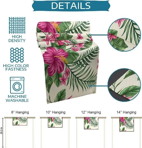 Summer Tropical Floral Leaves Linen Table Runners Wedding Party Decoration Farmhouse Reusable Dining Table Runners Table Decor