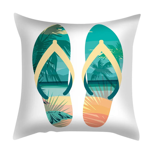 Teal Blue Pillowcase Summer Beach Cushion Cover Square Pineapple Tropical Plants Polyester Sofa Pillows Cover Waist Pillowslip