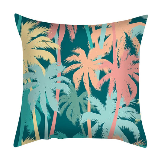 Teal Blue Pillowcase Summer Beach Cushion Cover Square Pineapple Tropical Plants Polyester Sofa Pillows Cover Waist Pillowslip