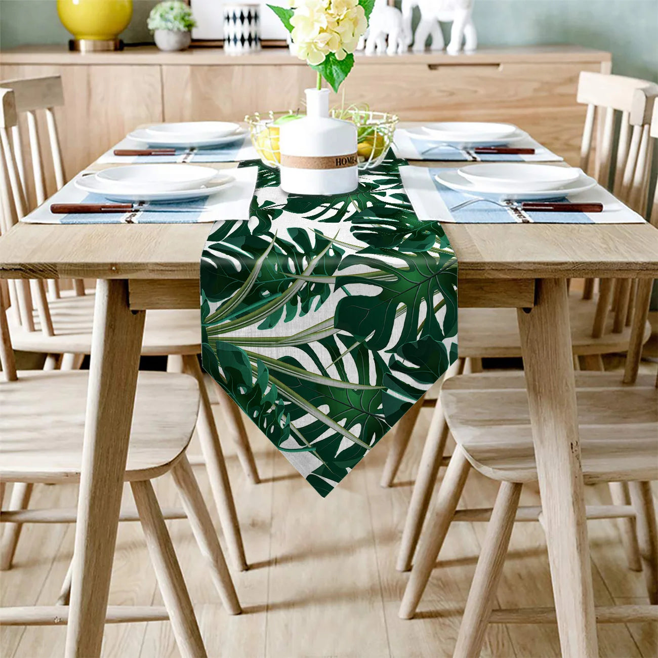 Tropical Leaves Monstera Table Runner for Home Wedding Banquet Festival Party Hotel Placemat Coasters Home Decoration