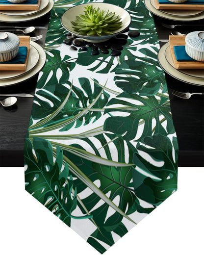 Tropical Leaves Monstera Table Runner for Home Wedding Banquet Festival Party Hotel Placemat Coasters Home Decoration