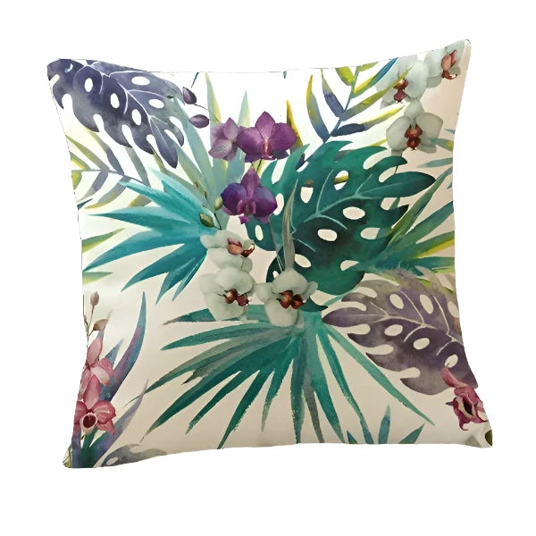 MAUI Cushion Cover Collection - Tropical Plant Leaves Flowers Flamingo Bird Parrot Home Decoration Couch Cushion Office Chair Back Pillow for Sofa Linen Cotton