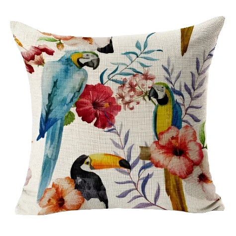 FAUNA _ Cushion Cover Collection - Tropical Plants Flamingo Cushion Cover Cozy Couch Home Decorative Pillows Quality Printed 45X45Cm Pillow Cover Nordic Pillowcase