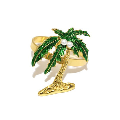 6Pcs Palm Tree Napkin Rings Hawaii Party Napkin Buckles Tropical Luau Party Summer Party Table Decorations HWE52