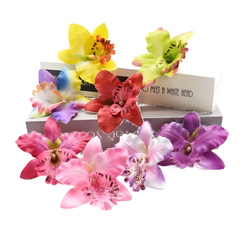 10 Pieces Artificial Flowers Cheap Thai Orchid Christmas Decoration for Home Wedding Shooting Props Beach Mannequin Head Flower