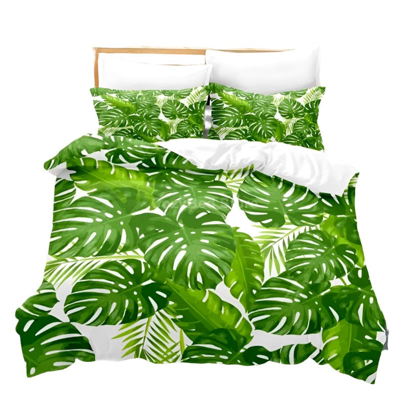 Fashion Green Tropical Leaf Bedding Set 3D Duvet Cover Sets Comforter Bed Linen Twin Queen King Single Size Kids Plants Gift