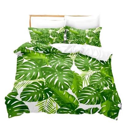 Fashion Green Tropical Leaf Bedding Set 3D Duvet Cover Sets Comforter Bed Linen Twin Queen King Single Size Kids Plants Gift